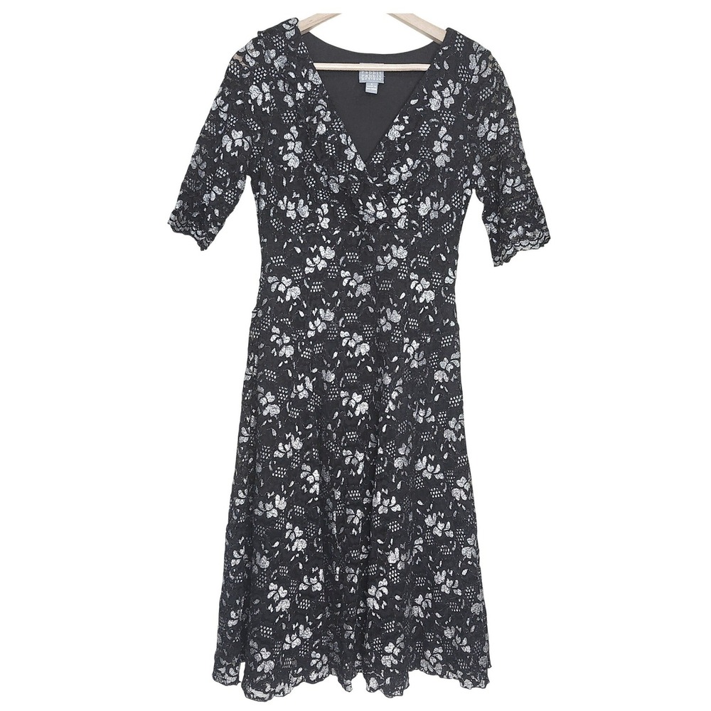 Rabbit Rabbit Rabbit Sz 6 Black Dress Lace Glitter Overlay Coquette Sparkle Twee